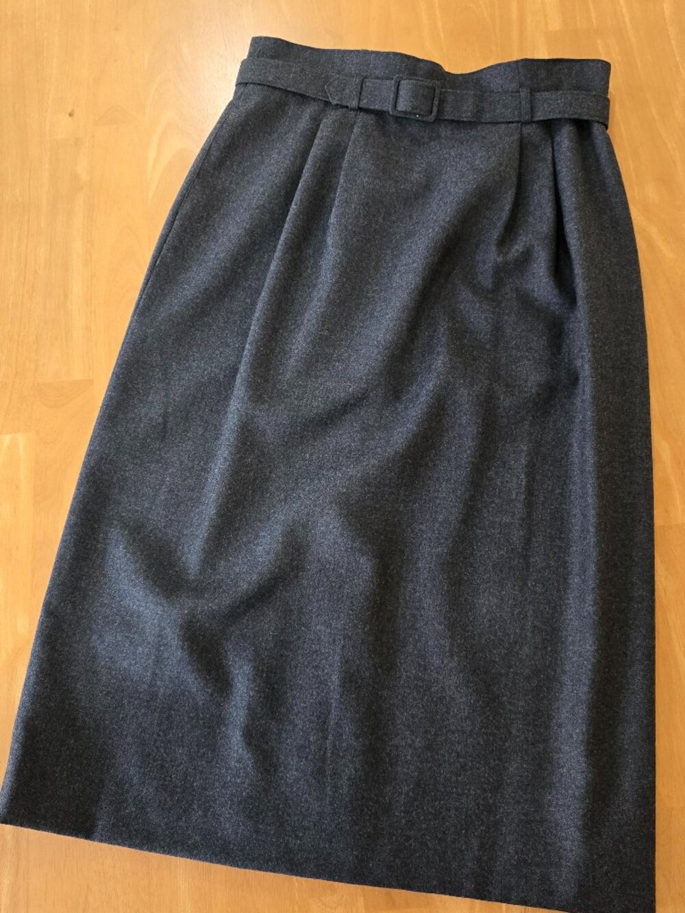 Preswick & Moore Women's 100% Wool Skirt High Waist Belted Lined Dark Gray Sz 16
